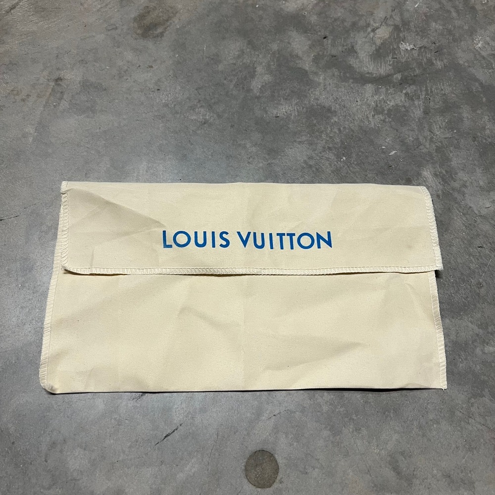 Louis Vuitton Cream Canvas Dust Bag Blue Logo Small Accessory Cover 7.5x13